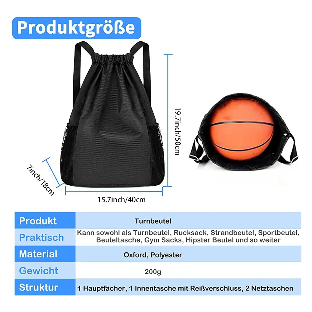 【STOCK】Gym Bag Waterproof Sports Bag with Zip Inner Pocket Hipster Gym Bag Lined Backpack with Adjustable Drawstring Gym Bag