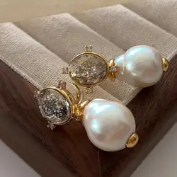 Vintage baroque court style tender pearl earrings for women