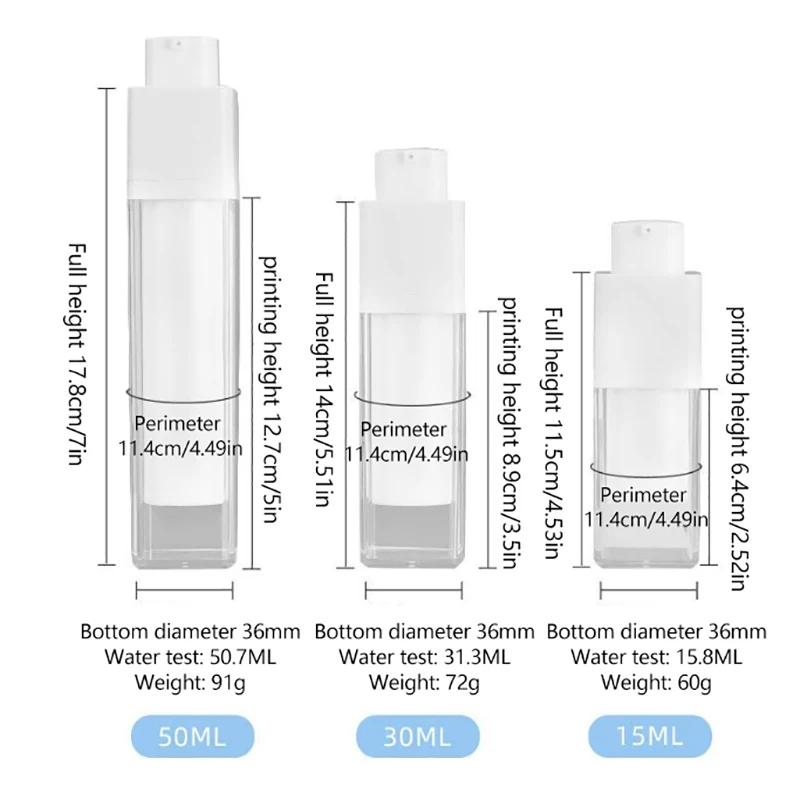 15-50ml Airless Sprüh flasche Reise Kosmetik behälter nachfüllbare Creme Lotion Glas Pumpe leere Vakuum Sprüh flasche Wasser flasche