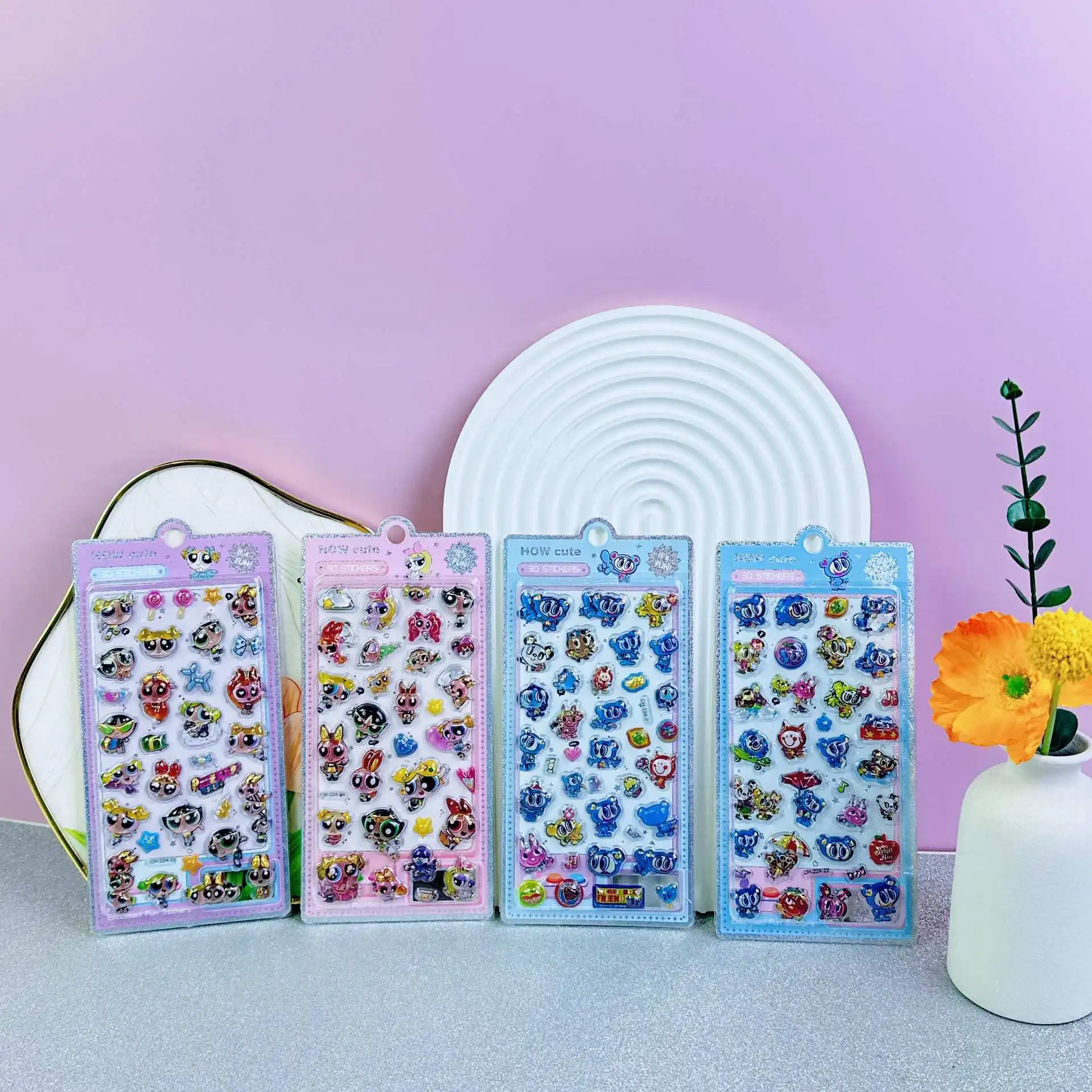 

40 листов милых 3D-наклеек с рельефным эффектом для детских творческих работ, декоративные наклейки для чехлов телефонов, оптом