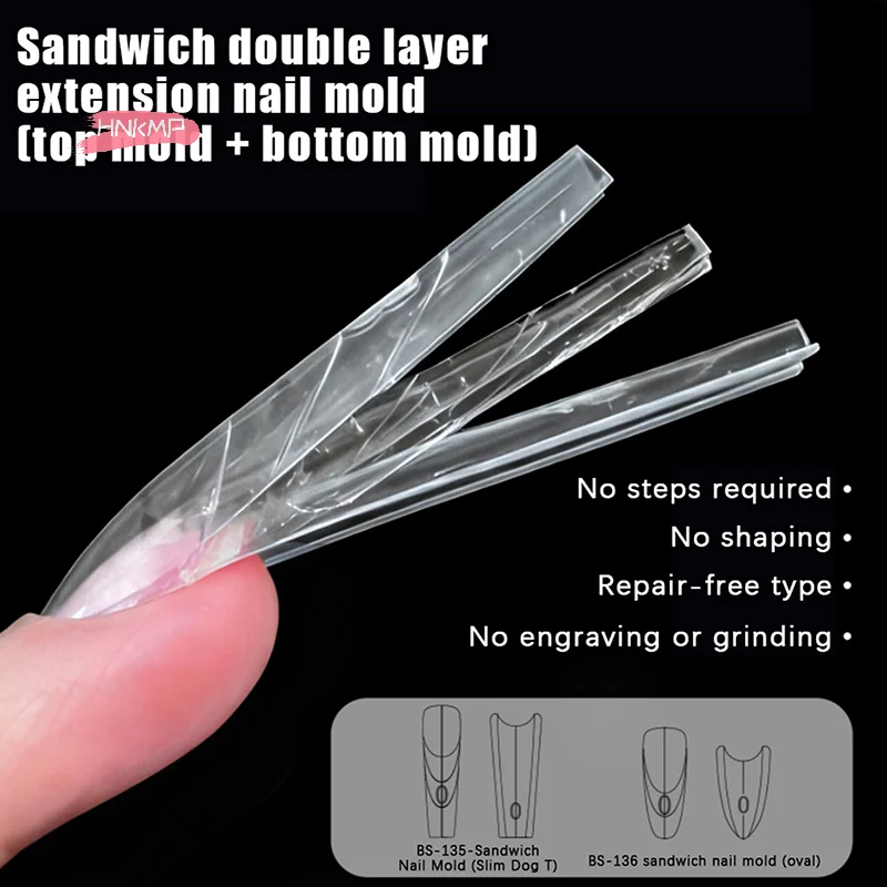 مجموعة أشكال أظافر مزدوجة من ساندويتش مكونة من 240 قطعة، وصلات مكونة من 15 مقاسًا - أشكال أظافر التابوت واللوز، قالب علوي وسفلي لفن الأظافر #5