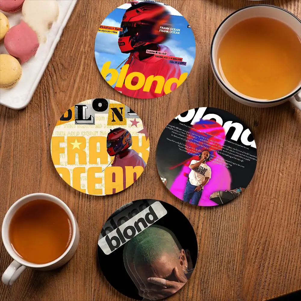 famous singer F-Frank Ocean pattern art painted wooden anti-slip coasters, suitable for decoration of living room kitchenware