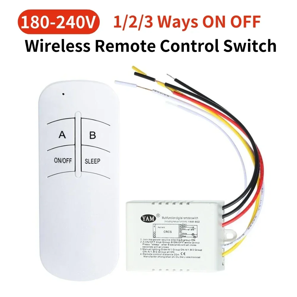 Wireless Remote Control Light Switch Digital ON OFF RF433 for Bulb Chandelier 180 240V 1 2 3 Ways image 4
