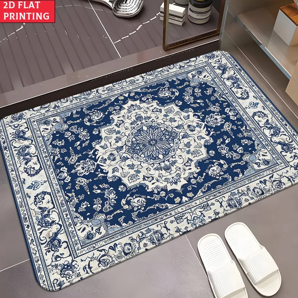 Vintage Persian Entrance Door Mat Blue White Mandala Welcome Floor Rug for Hallway Porch Home Decor Creative Area Foot Pad