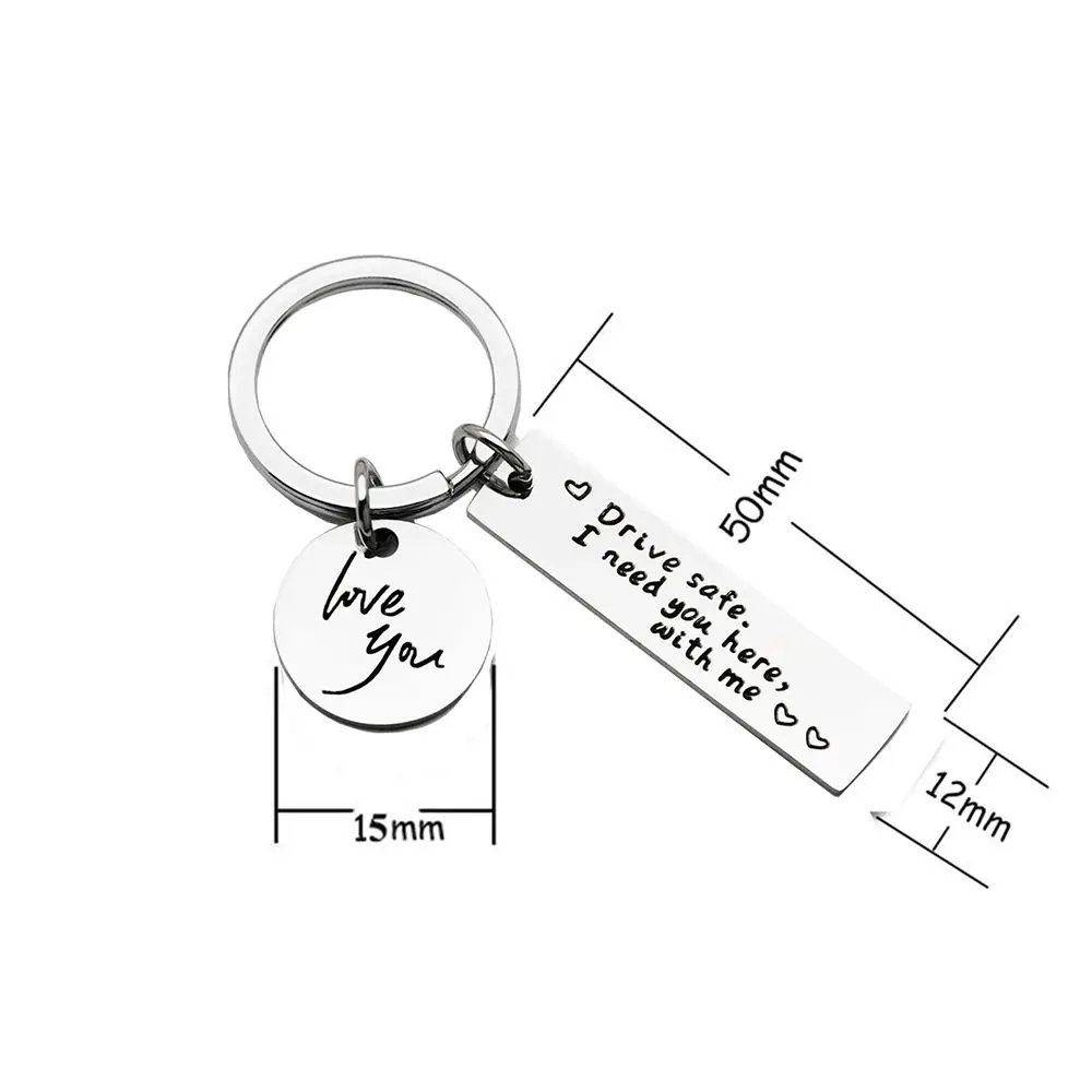 Chaveiro de carro de metal redondo para presente eu preciso de você aqui comigo dirigindo chaveiro seguro eu te amo chaveiro