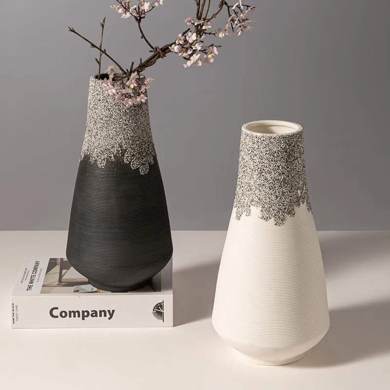 New Chinese Zen Ceramic Vase Floral Ornament Living Room Entry TV Cabinet Antique Shelf Luxury Home Tabletop Furnish Decor
