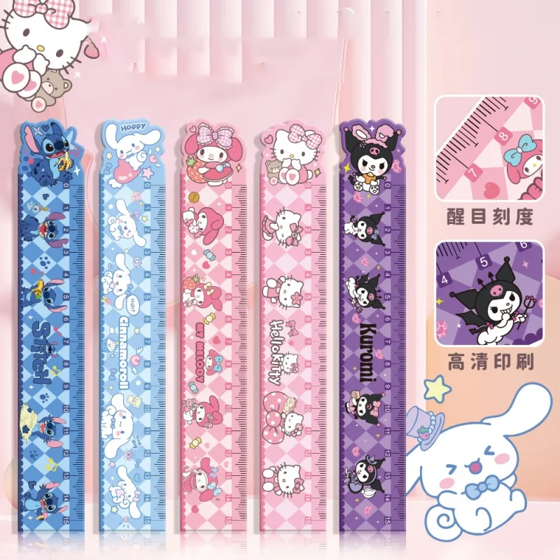 

20/40pcs Stitch Sanrio Kuromi Melody Kitty Ruler Cute Drawing Painting Tool Bookmark Promotional Stationery Gift School Supplies