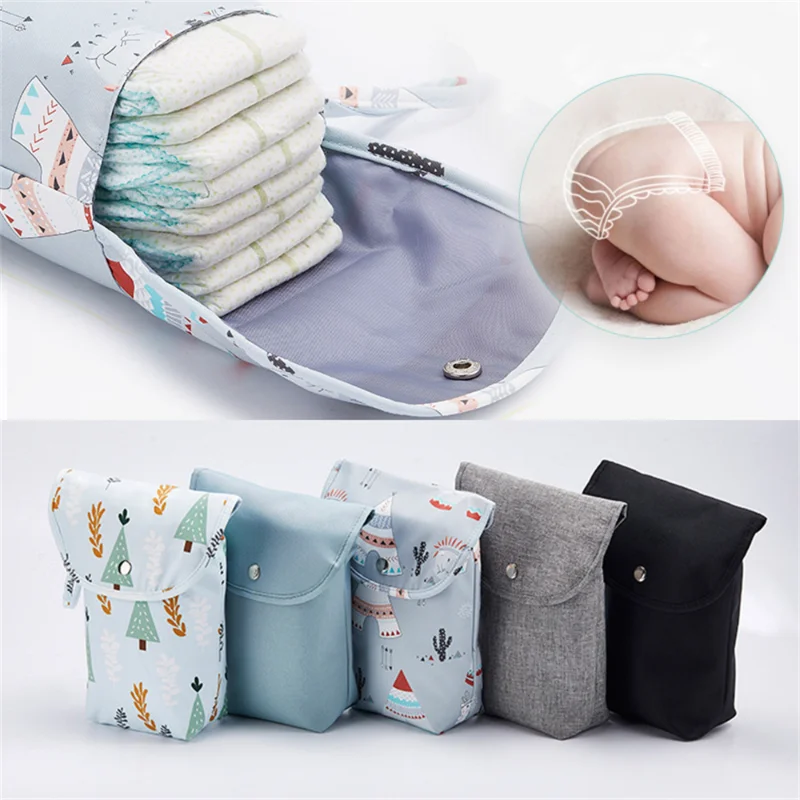 Saco de fraldas de bebê reutilizável Carrinho portátil Mini saco de fraldas para viagem Grande capacidade de armazenamento para mamãe Bolsa de transporte