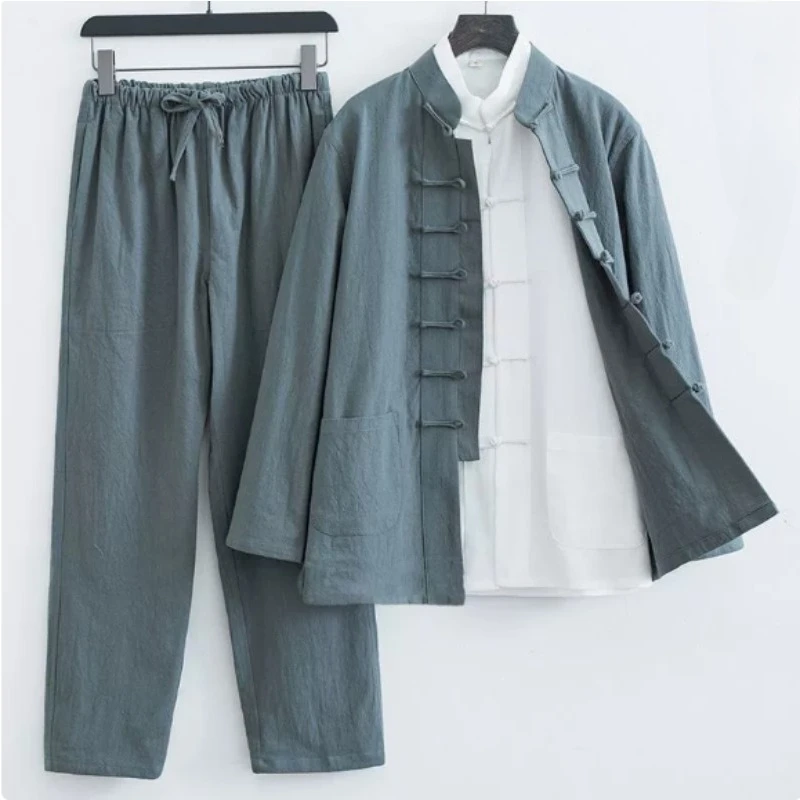 2 Pieces Kung fu Wing Chun Suit Tai Chi Uniform Martial arts Wushu Meditation Jacket and Pants Tang Clothes
