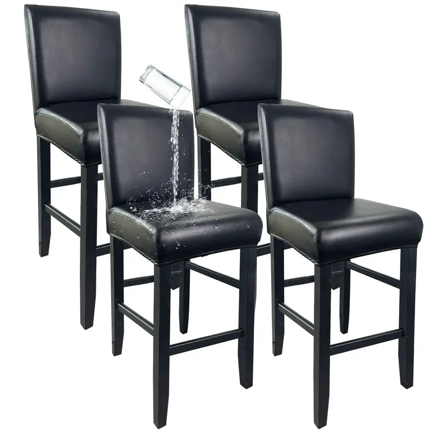 

Leather Bar Stool Covers with Backs, Waterproof Bar Stool Chair Covers Washable amp Wipeable High Back Barstool Slipcovers Chair
