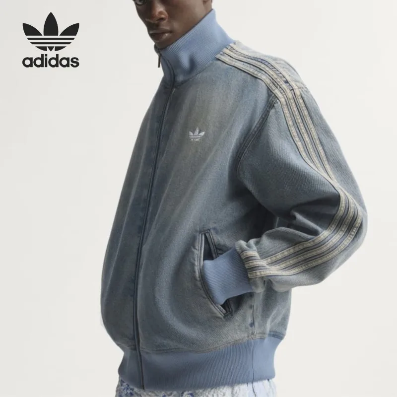 Adidas DENIM FB TT KS4970 Clover Men's Zipper Sports Casual Denim Jacket