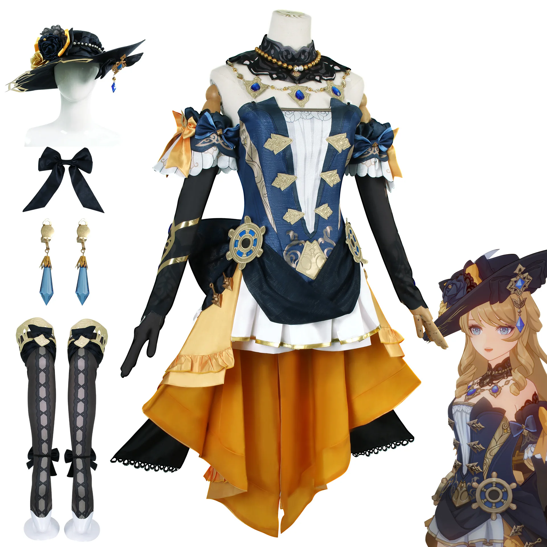 Navia Cosplay Game Genshinimpact Navia Cosplay Costume Anime Uniform Halloween Party Role Play Costume Full Set Cos