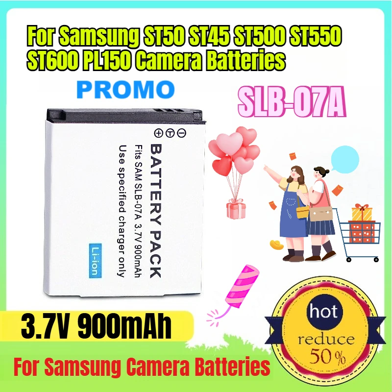 

3.7V 900mAh SLB-07A Lithium Battery for Samsung ST50 ST45 ST500 ST550 ST600 PL150 Camera Batteries