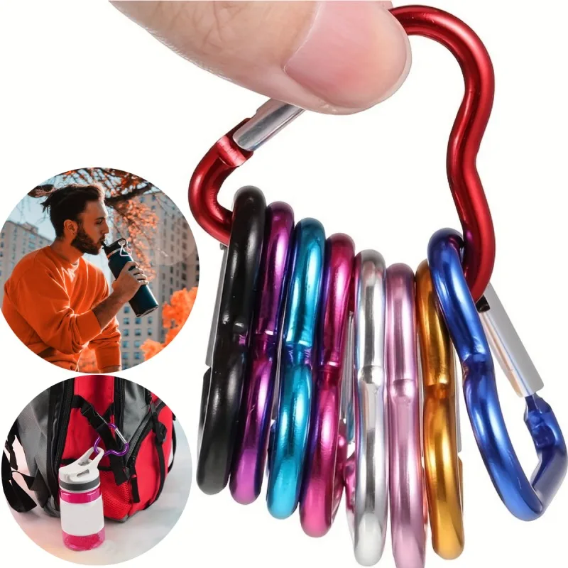 3/6/9pcs Heart-Shaped Carabiners Keychain, Mini Metal Buckle Hook ClipFor Backpacks, Hiking, Climbing And Survival Accessories