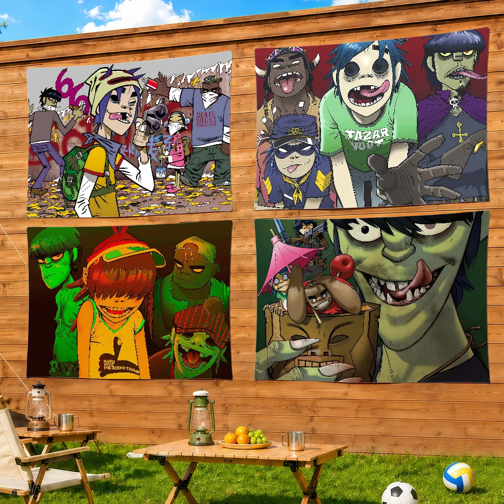 Band G-Gorillaz-ES Flag Decorative Home Yard & Garden Decor Banner - Indoor Outdoor Wall Hanging Flag