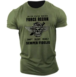 USMC T-shirt US Marines Semper Fidelis Devil Dog Military Force Recon Tshirt Men Cotton Tees Streetwear Harajuku tshirt camiseta