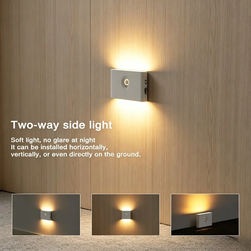 

1/2PCS LED Motion Sensor Wireless Motion Sensor Light Human Induction USB Charging Night Lamp Cabinet Bedroom Corridor for Home