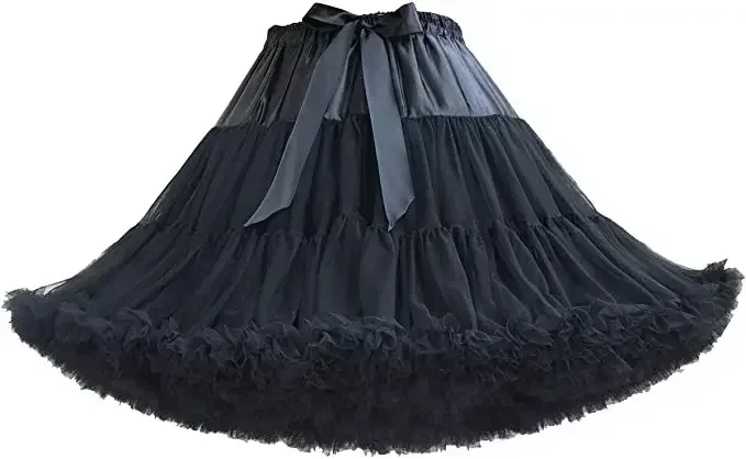 Women's Petticoat Puffy Chiffon Pettiskirts Underskirt Elastic Waist Ballet Tutu Tulle Skirt