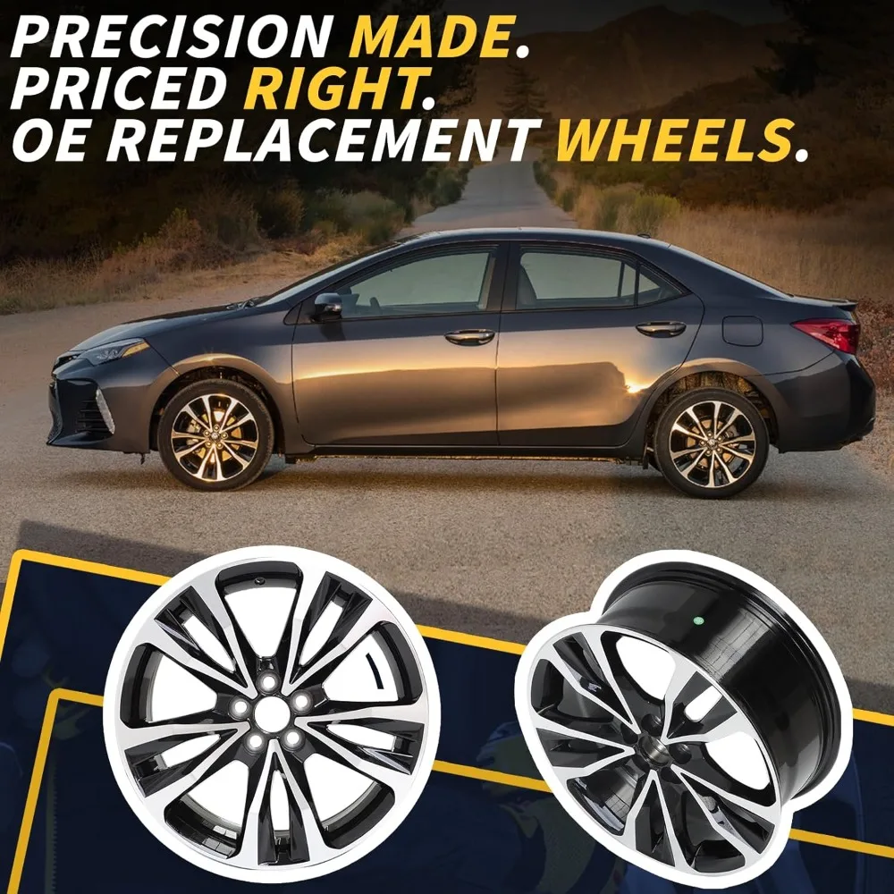 Обработанные черные колесные диски 17x7, подходят для Toyota Corolla 2017 2018 2019, обработанные черные OEM дизайнерские колеса 17, одиночная замена