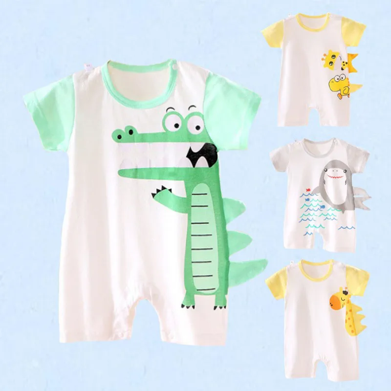 

3 to 24 Months Summer Baby Soft Cotton Rompers Cute Cartoon Giraffe Crocodile Boy Girl Bodysuits Newborn Clothes Infant Jumpsuit