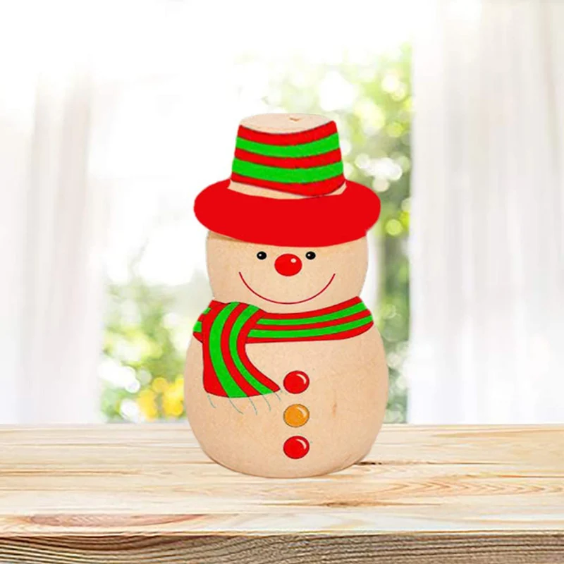 5PCS Wooden Peg Dolls Christmas Unpainted Tree Snowman Montessori Toys For Kids Party Favors Graffiti Drawing Supplies