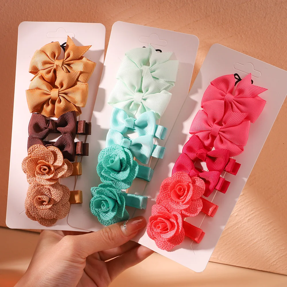 6Pcs/Set Hairpin for Baby Girls Sweet Candy Color Flower  Safe Hair Clips Cute Handmade Kids Hair Accessories Gifts Wholesale