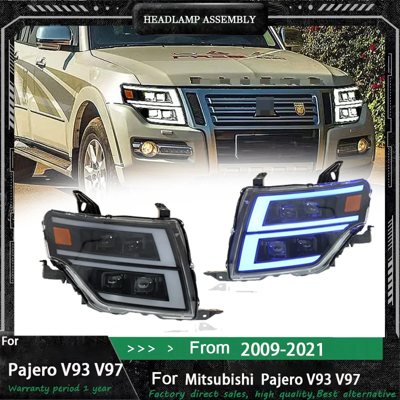 

Head lamp For Mitsubishi Pajero V93 headlight V97 V87 2009-2021 LED Dynamic Headlights DRL Projector 4 Lens Lamp Accessories