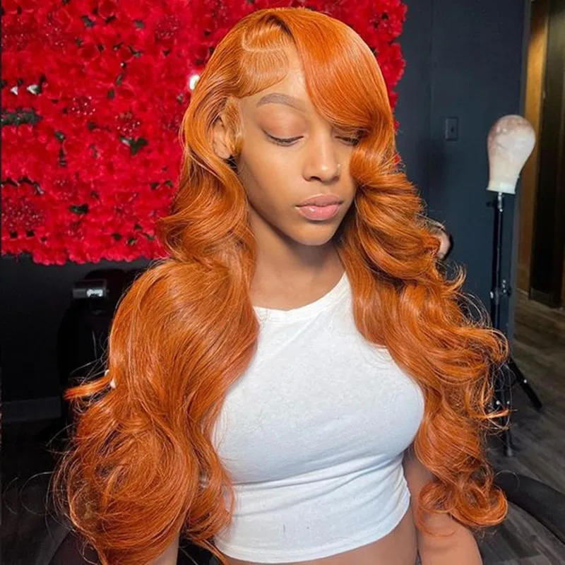 

5X5 Ginger Orange Body Wave Human Hair Lace Frontal Wig 13x6 HD Transparent Lace Frontal Human Hair Wigs Lace Wigs For Women