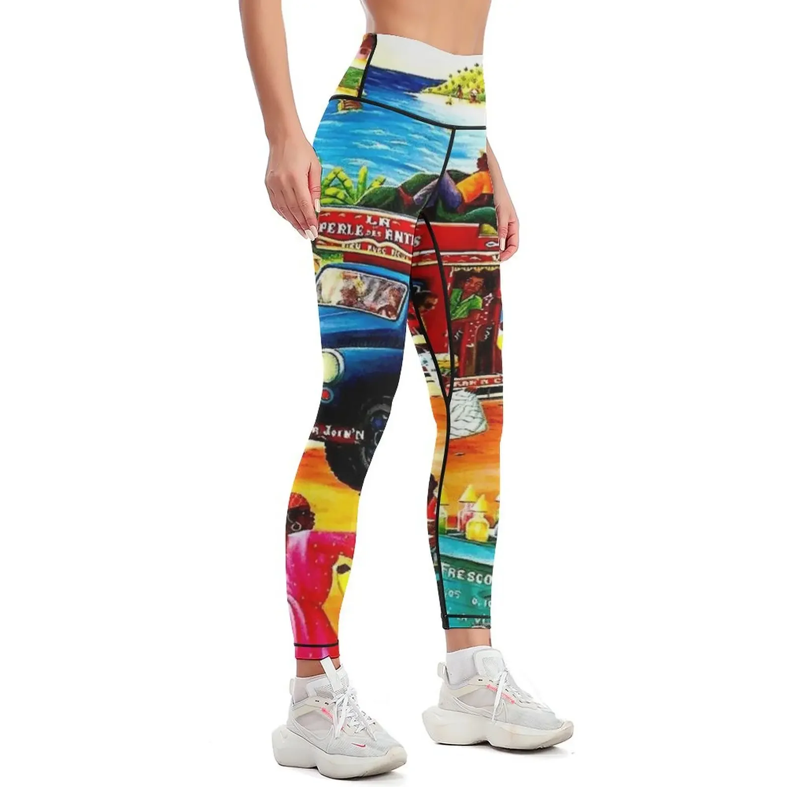 HAITI : Vintage Travel and Tourism Advertising Print Leggings Women's pants Leginsy push up Sports female Womens Leggings