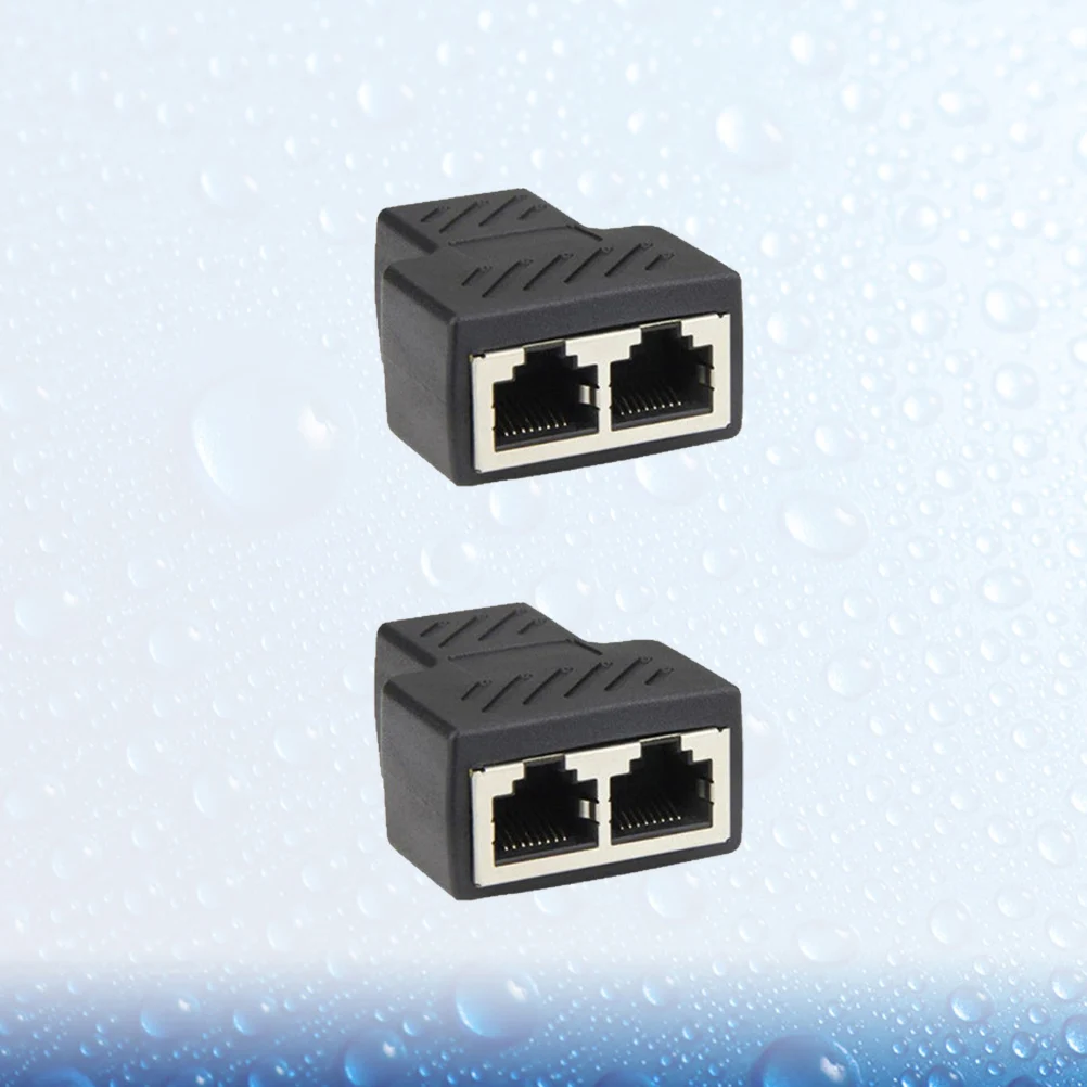 

2Pcs Network Tee Connector Black Practical Adapter Cable Durable Useful Splitter Home Office Socket Computer Peripheral