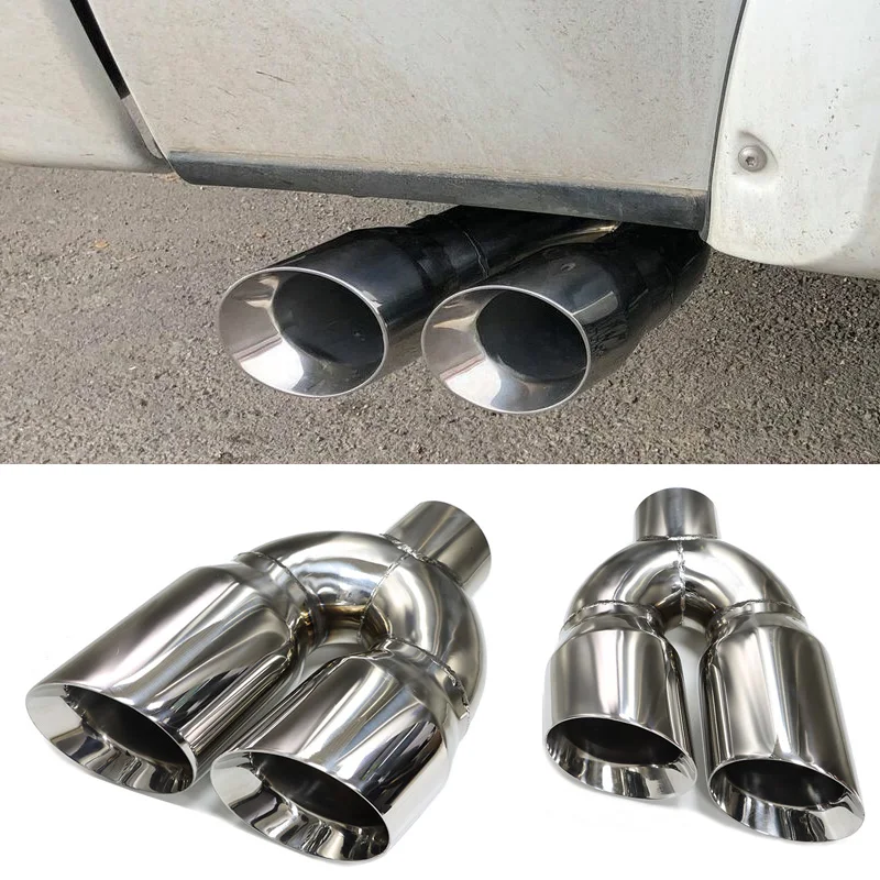 Y Shape Car Dual Exhaust Tip Universal Muffler Tip Stainless Steel Exhaust Pipe Nozzle 2.8\