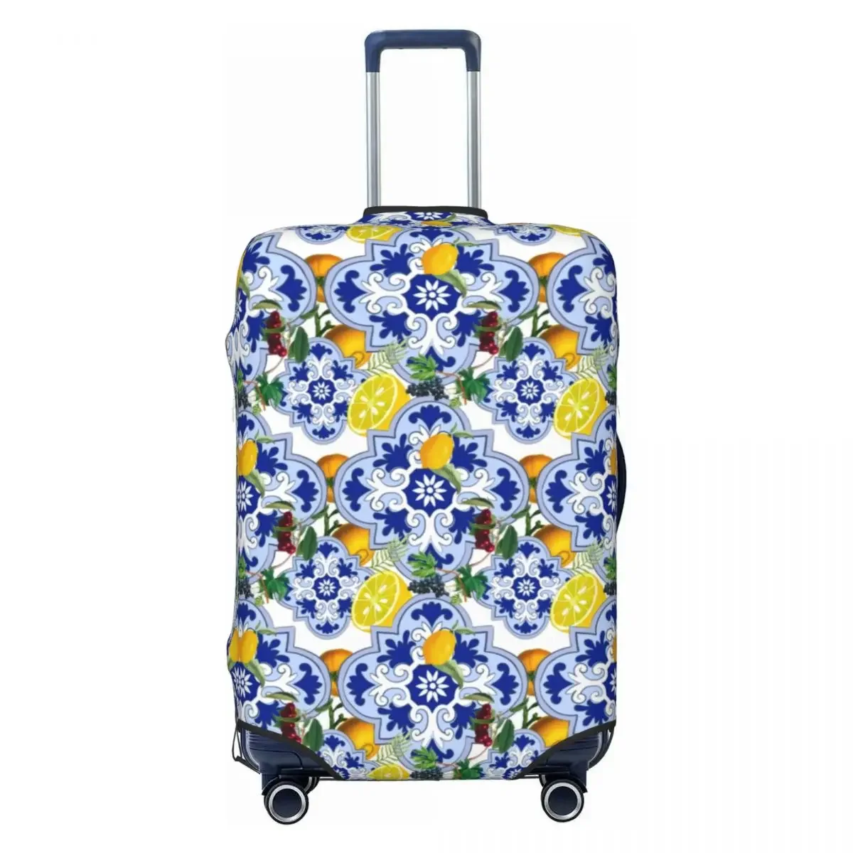 

Custom Sicilian Summer Fruit Lemon Citrus Tiles Suitcase Cover Dust Proof Travel Luggage Covers for 18-32 inch