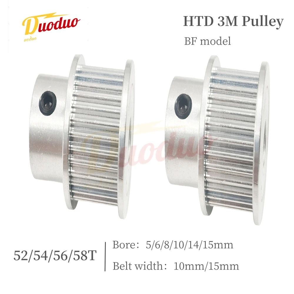 HTD 3M BF Type 52/54/56/58 Tooth Timing Belt Pulley Synchronous Wheel Aperture 5/6/8/10/12~15mm, Suitable For Belt Width 10/15mm