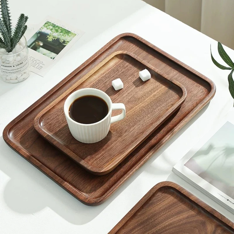 

Деревянный поднос из натурального ореха, домашний поднос для резки чая из цельного дерева, японский поднос для украшения дома, поднос для хранения кофе, десертная тарелка