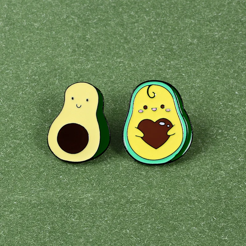 Cartoon Avocado Fruit Enamel Pins Metal Brooches Fashion Lapel Badge Backpack Clothes Jewelry Props Gift for Kids Friends