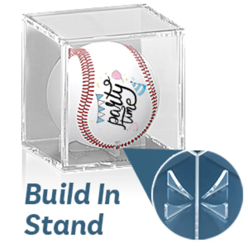 UV-Protective Acrylic Baseball Display Case Transparent Square Sports Souvenir Storage Box Acrylic Transparent Baseball Storage
