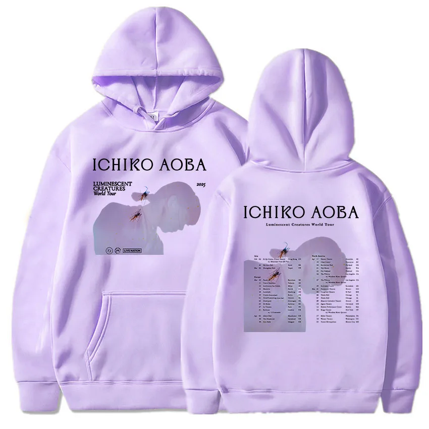 

Толстовки Ichiko Aoba Luminescent Creatures World Tour, толстовки с рисунком японской певицы, толстовка с длинными рукавами для женщин и мужчин, 2021, толстовка