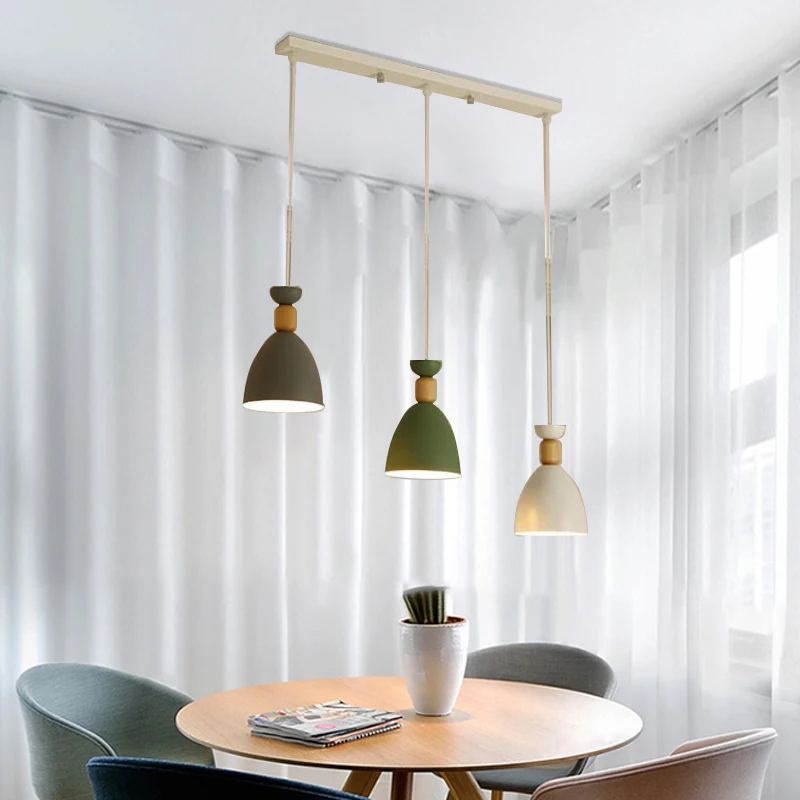Nordic Restaurant Three Heads Chandelier LED Bar Counter Kitchen Island Dining Table Coffee Shop Modern Minimalist Pendant Light