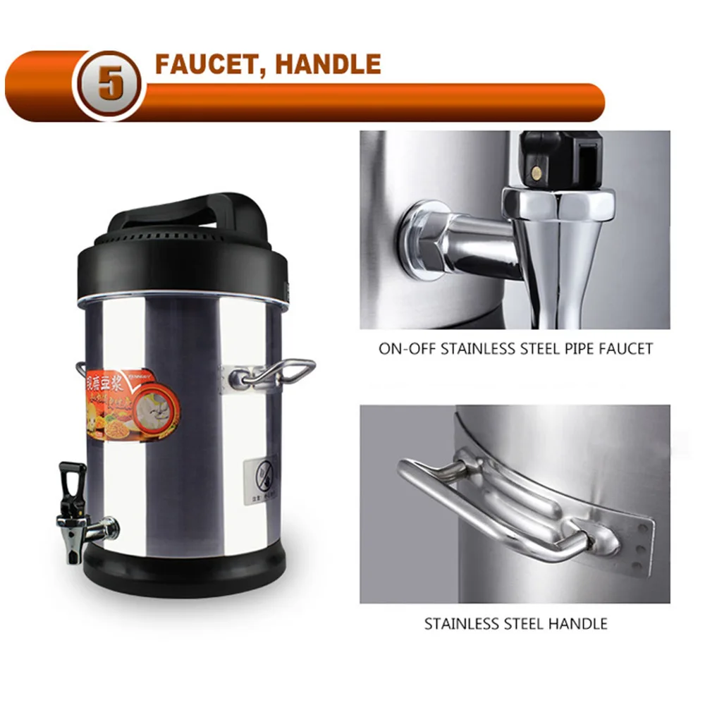 Molinillo de leche de soja automático de acero inoxidable de 10L, máquina comercial de leche de soja, exprimidor, función de preservación del calor de gran capacidad