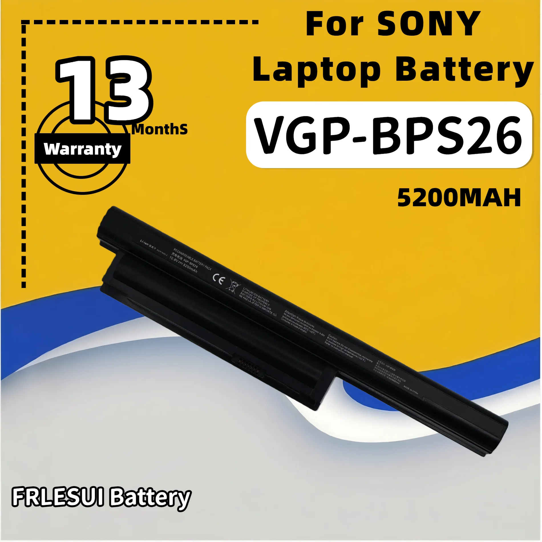 

FRLESUI For Sony Vaio BPS26 BPS26A SVE17 L VPCCA VPCCB VPCEG VPCEH VPCEJ VGP-BPS26 VGP-BPS26A 5200MA High capacity Battery