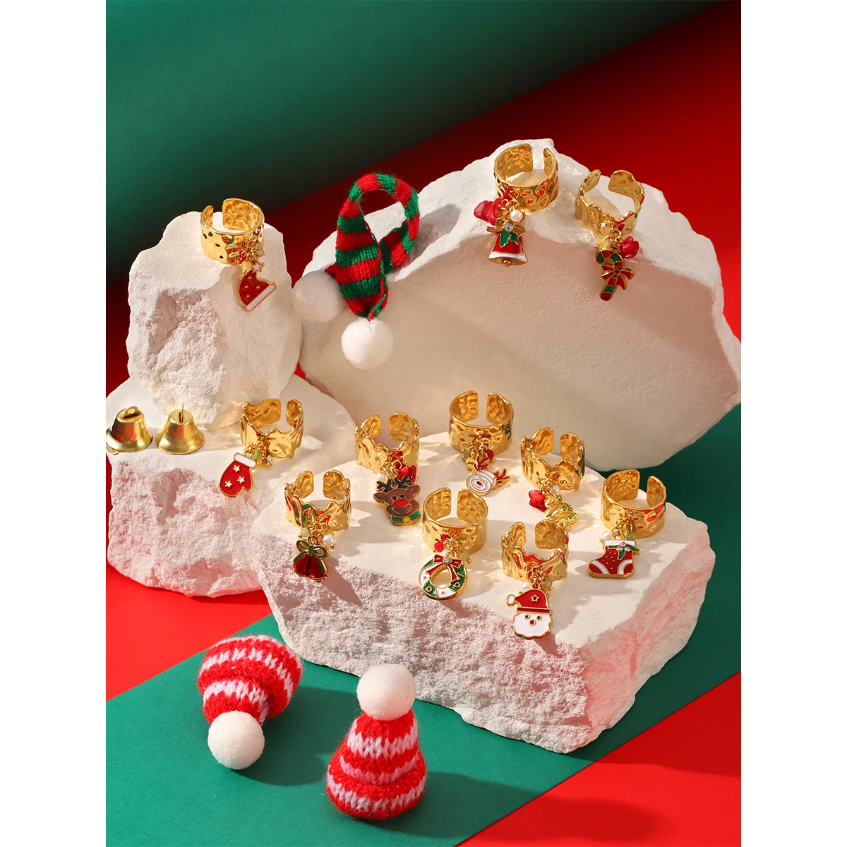 

Huangchao Open Jewelry Ring Stainless Steel 18K Gold Plated Ring Fashion Jewelry Accessories Christmas Gift Set