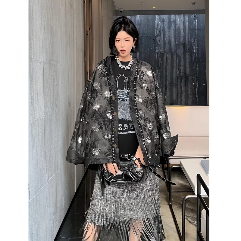 Mode 25 nouveauté été femmes décontracté ample taille haute a-ligne jupe gland désise mi-mollet bonne qualité jupes plissées T121