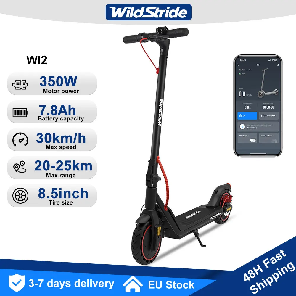Wildstride WI2 Elektrische Scooter voor Volwassenen, 350W Motor, 8.5" Honeycomb Banden, 30km/u Snelheid, 36V/7.8Ah, geschikt als cadeau, APP Besturing, Opvouwbaar