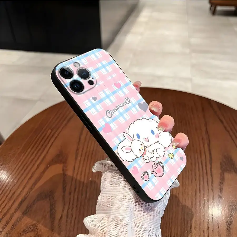 Case for iPhone 17Air XS Max 13 12 11 17 Pro Max XR 15 16 14 Plus 7 8 Black Soft Phone Cover Strawberry Hello Kitty