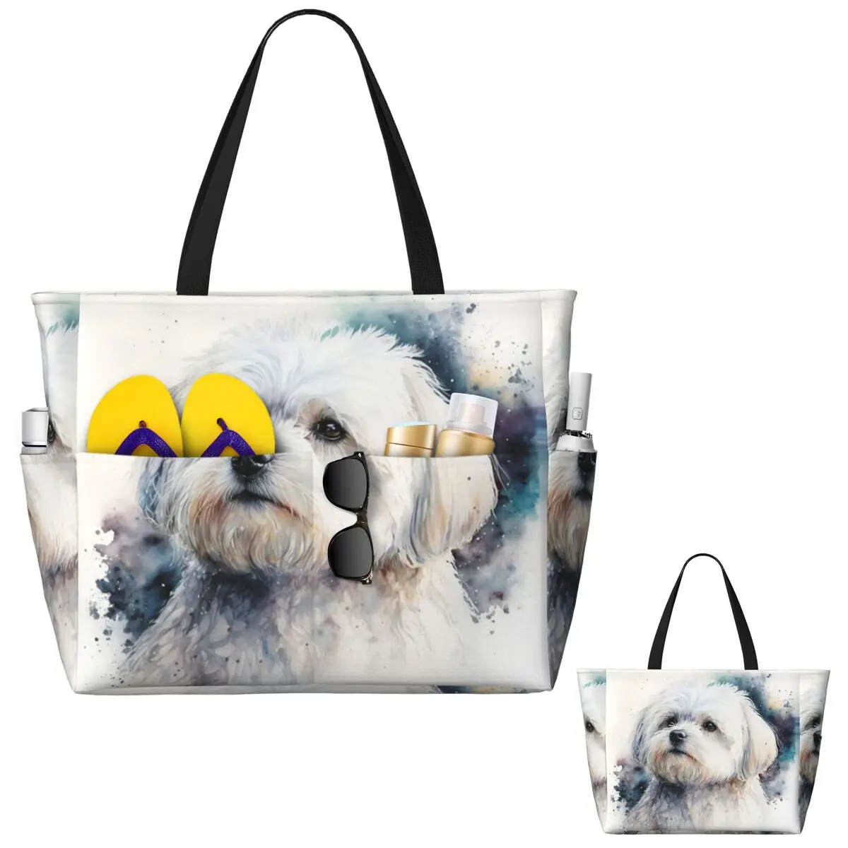 

Мальтийская собака, художественная пляжная сумка-тоут, спортивная сумка для занятий йогой, большая большая сумка, женская дорожная сумка, сумка для фитнеса