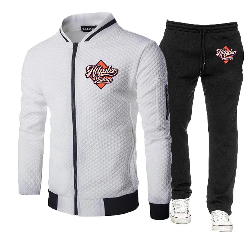 

2025 Spring And Autumn Man's Old Shcool Vintage Logo Print Simple Style Daily Hoodies Drawstring Long Pants Suits