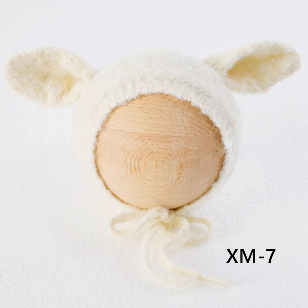 الأبيض الأرنب قبعة الوليد التصوير الدعائم محبوك الرضع فتاة أرنب قبعة الحيوان الوليد بونيه الشتاء الطفل صور الملحقات #6