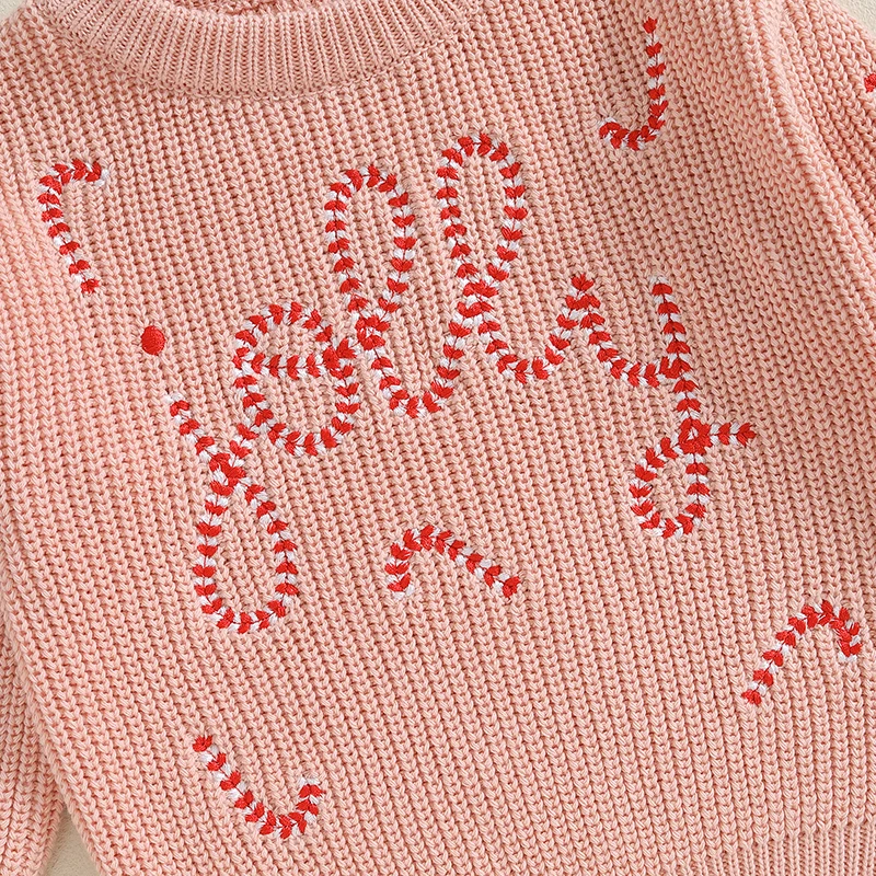 0-3 Years Toddler Christmas Sweater Letter Embroidery Warm Knitted Long Sleeve Pullover Infant Casual Knitwear for Fall Winter image 6
