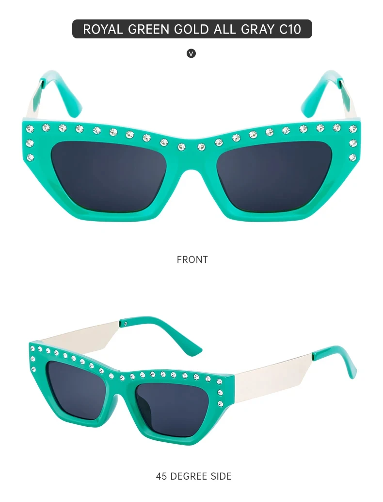 Katzenaugen-Rechteck-Sonnenbrille für Damen 2026 Luxusmarke Punk Kleiner Rahmen Strass-Sonnenbrille für Damen Mode Outdoor-Brillen – Detail 17
