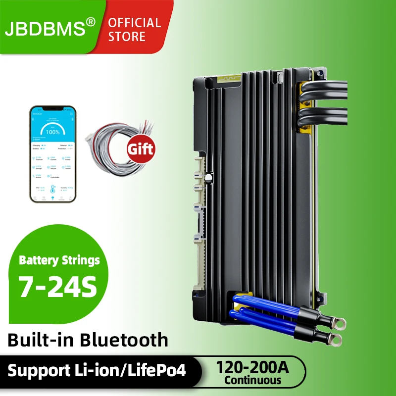 jbd smart bms E Bike BMS 7S-24S 120A 150A 200A Build-in Bluetooth 3.2V LFP 3.7V NMC Smart Battery Management System with UART